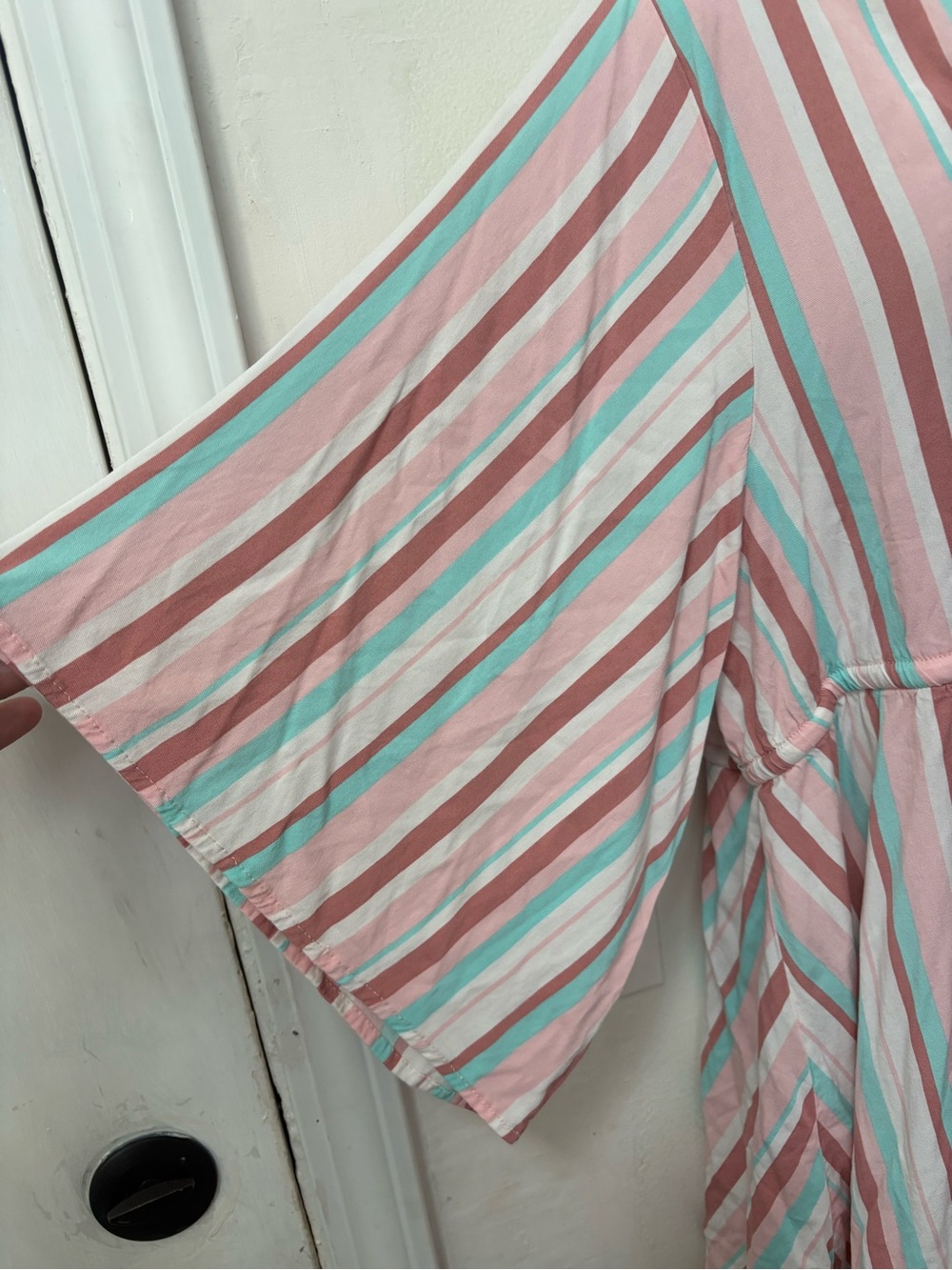 torrid Pink Multi-Striped V-Neck Drawstring Tunic - Picture 4 of 8